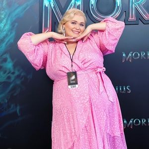 ELOQUII - Pink Print Wrap Dress with tie detail - Size 22